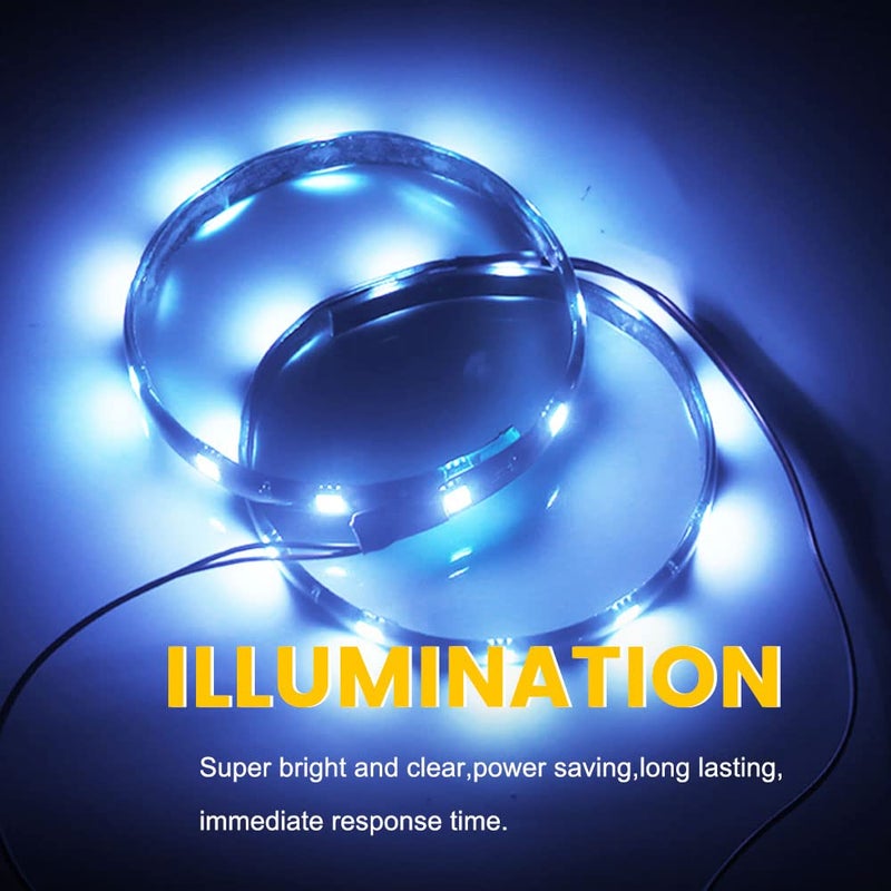 YM EBright YM E-Bright Led Strip Lights for Cars 27CM 5050 15SMD 300Lumen Waterproof Car Underglow Lights- Motorcycles Golf Cart Boat Led Interior Exterior Lights Strip Decoration DC-12V Ice Blue,Pack of 4 - Image 4